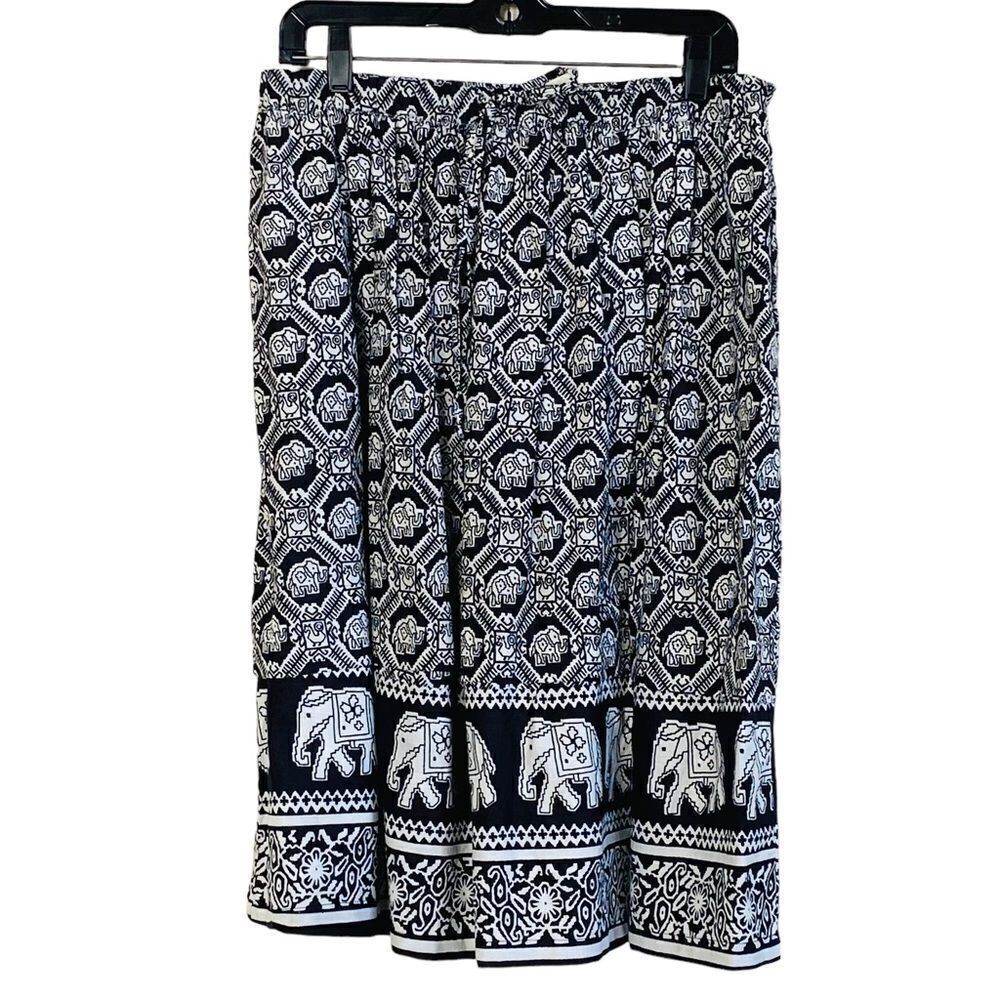 The Vermont Country Store 100% Cotton A-Line Elephant Print Skirt Sz M NWOT